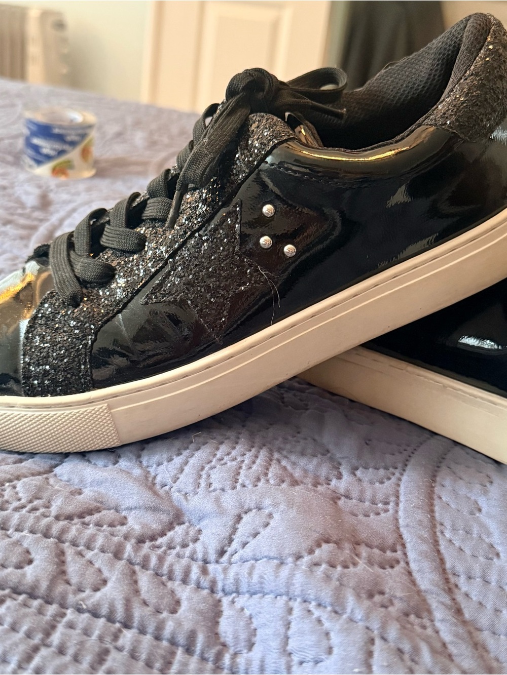 Corkys Black Glitter & Patent Low-Top Sneakers